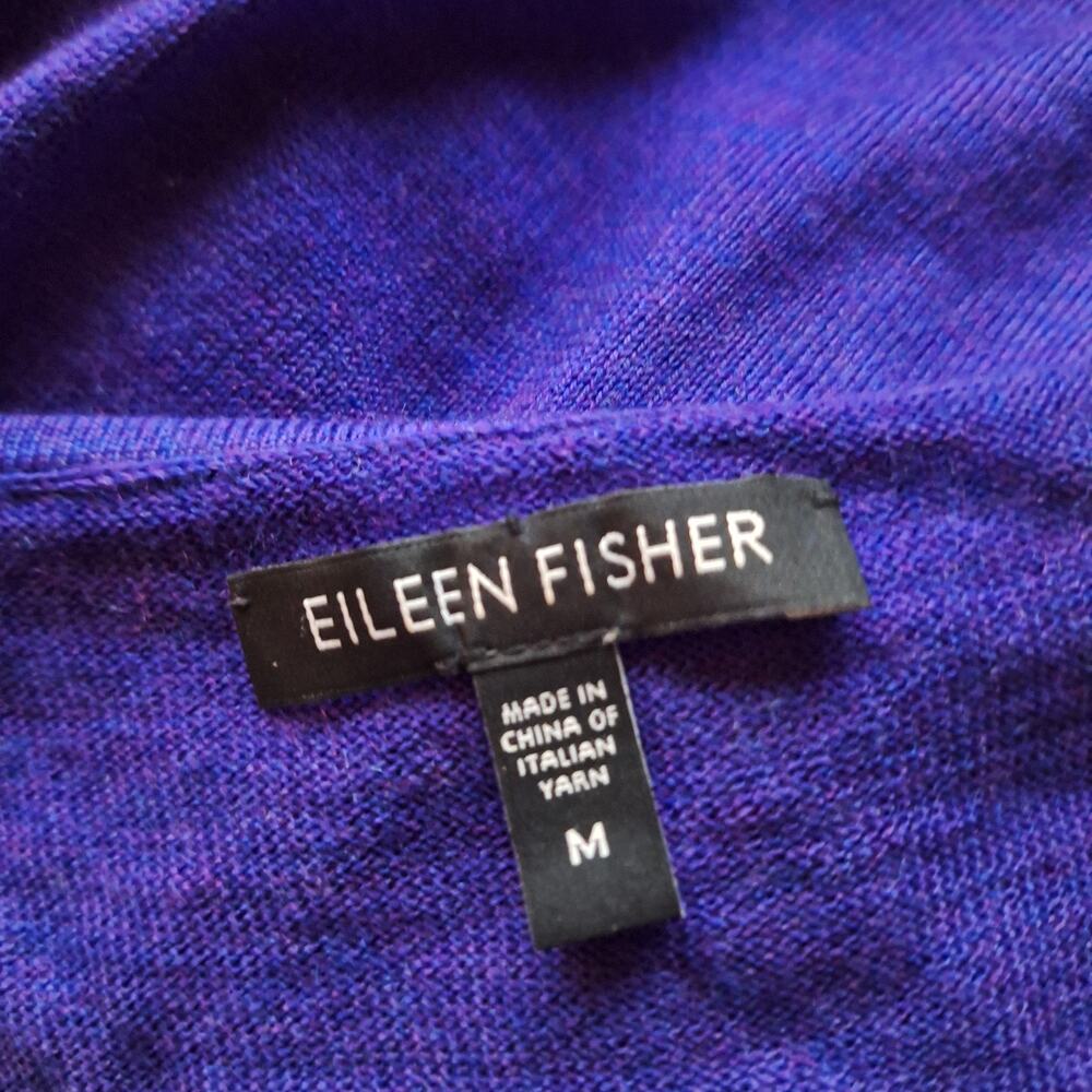 Eileen Fisher 100% Merino Wool Tank cardigan sweater 2 peice set indiago blue M - Picture 5 of 7